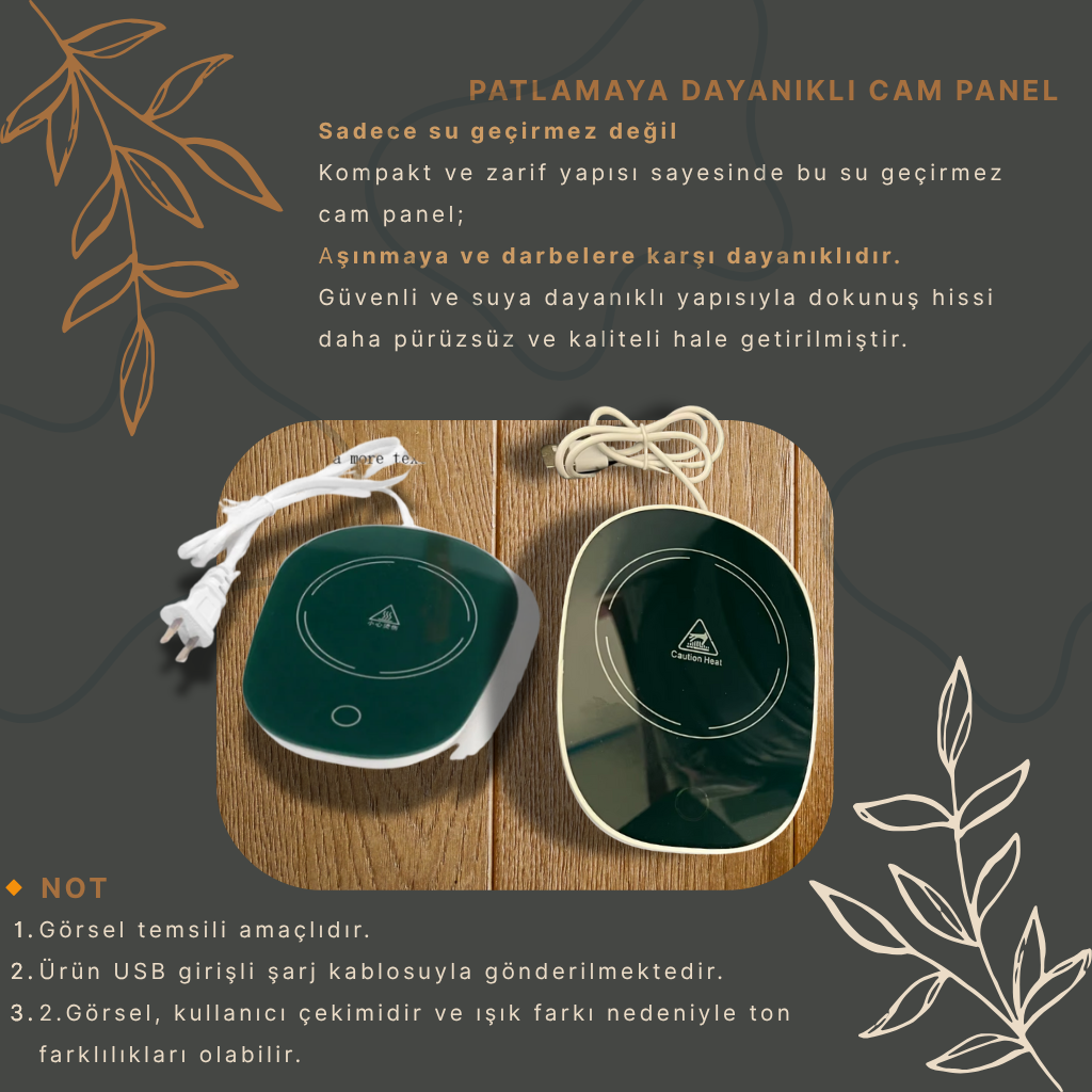 Yeni Nesil Seramik Isıtıcılı Kupa Seti | Kaşık ve Kapaklı | Taşınabilir Hediye Kutusu | Ofis ve Okul Kullanımı İçin Pratik Termo Kupa
