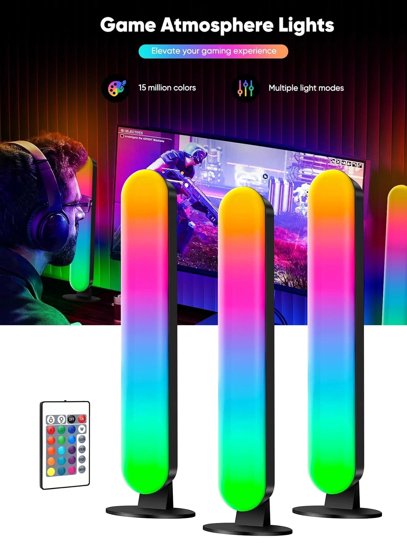 1/2 Packs Smart LED Strip Lights With Remote Control For Room Gaming Tv And Party Decoration Sync With Music Rgb Desk Lamp