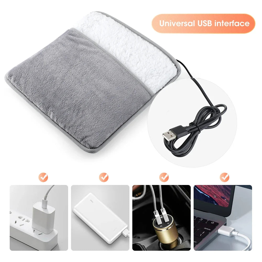 USB Şarjlı, Yumuşak Peluş, Yıkanabilir Ayak Isıtıcı — Uyku Kalitesini Artıran, Ev Tipi Ayak Isı Matı
