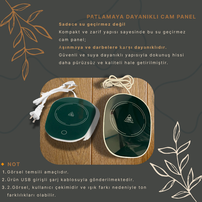 Yeni Nesil Seramik Isıtıcılı Kupa Seti | Kaşık ve Kapaklı | Taşınabilir Hediye Kutusu | Ofis ve Okul Kullanımı İçin Pratik Termo Kupa